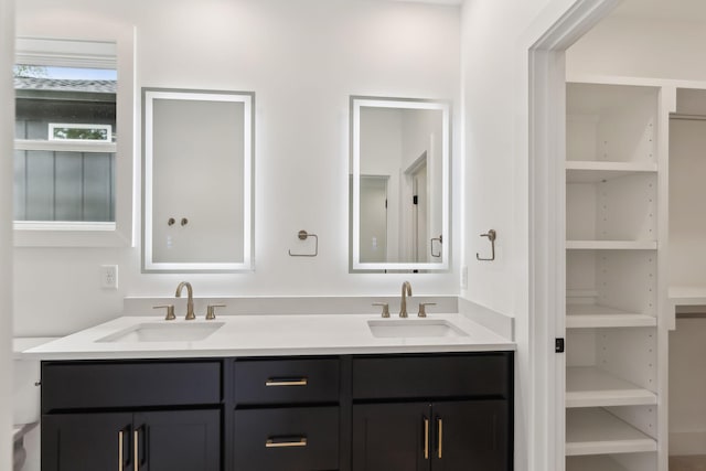 full bathroom featuring double vanity and a sink