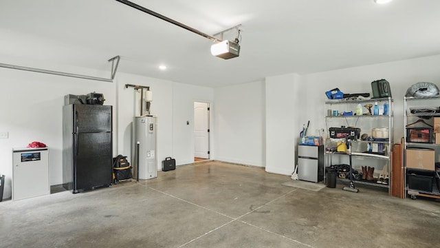 1210 Macey Peri Way, Smyrna, TN 37167 - garage with freestanding refrigerator, electric water heater, a garage door opener, recessed lighting, and fridge