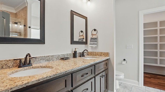 1210 Macey Peri Way, Smyrna, TN 37167 - bathroom with toilet, a shower stall, double vanity, baseboards, and tile patterned flooring