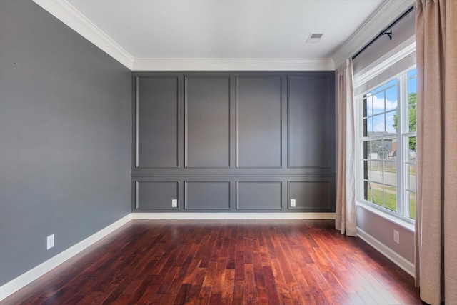 unfurnished room featuring baseboards, dark wood-style floors, and a healthy amount of sunlight