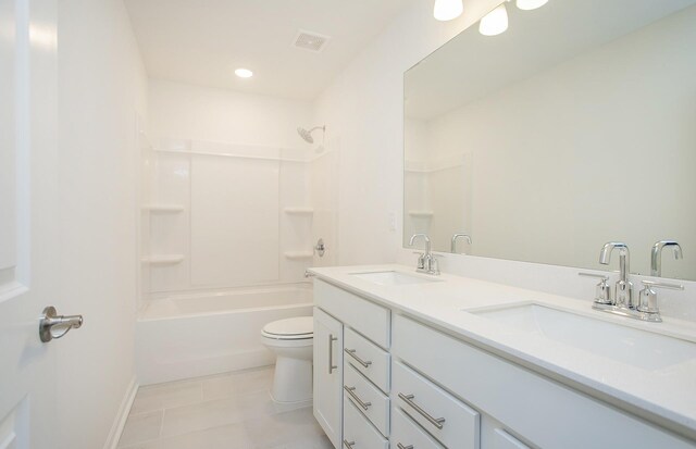257 Brook Ave, White House, TN 37188 - full bath featuring double vanity, a sink, tile patterned flooring, and toilet
