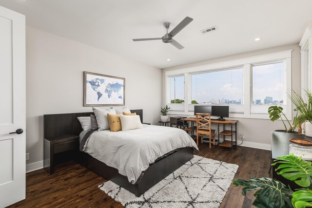 3116 Trevor St, Nashville, TN 37209 - bedroom featuring baseboards, recessed lighting, wood finished floors, and visible vents
