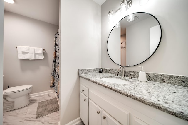 250 Sanders Ferry Rd Unit 4, Hendersonville, TN 37075 - bathroom with vanity, marble finish floor, baseboards, and toilet