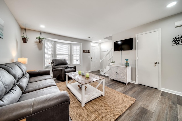 250 Sanders Ferry Rd Unit 4, Hendersonville, TN 37075 - living area featuring visible vents, stairs, wood finished floors, baseboards, and recessed lighting