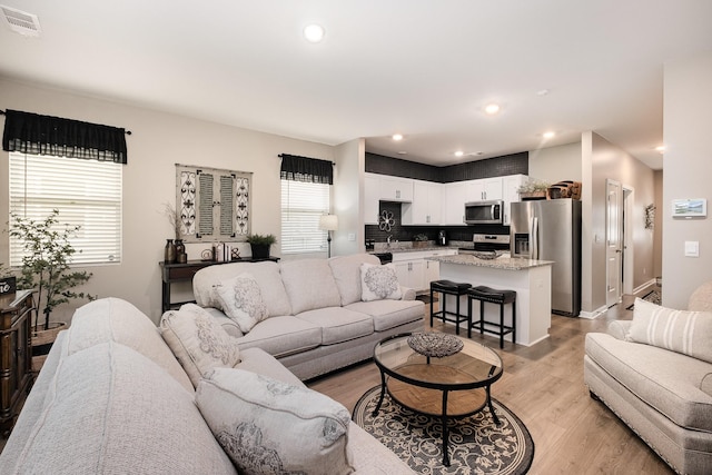 156 Cecil Rd, Lebanon, TN 37087 - living area featuring plenty of natural light, light wood-style flooring, and recessed lighting