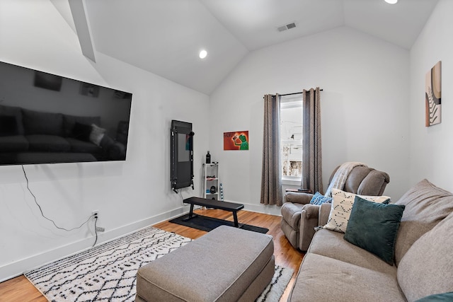 1811 Meridian St, Nashville, TN 37207 - living area featuring recessed lighting, visible vents, lofted ceiling, and light wood-style floors
