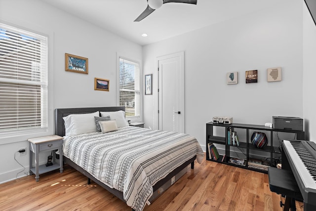 1811 Meridian St, Nashville, TN 37207 - bedroom featuring light wood-type flooring, a ceiling fan, baseboards, and recessed lighting