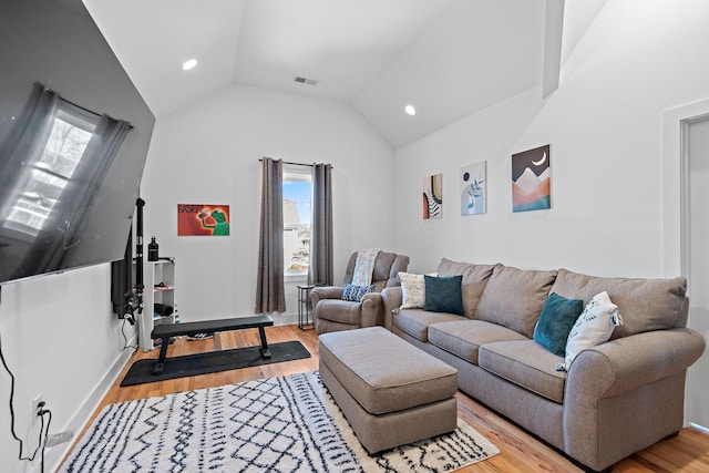 1811 Meridian St, Nashville, TN 37207 - living area with light wood-style flooring, visible vents, a healthy amount of sunlight, and lofted ceiling
