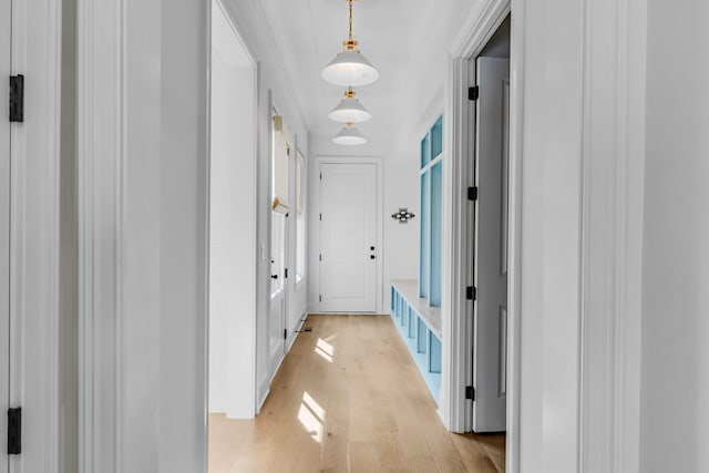 corridor featuring light wood-type flooring