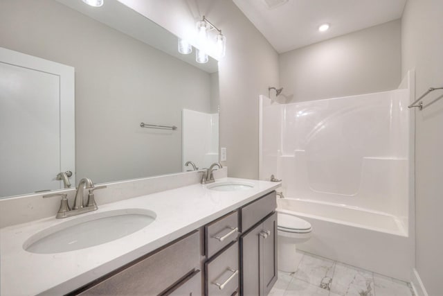 4020 Runyan Cv, Murfreesboro, TN 37127 - full bath featuring marble finish floors, double vanity, and  shower combination