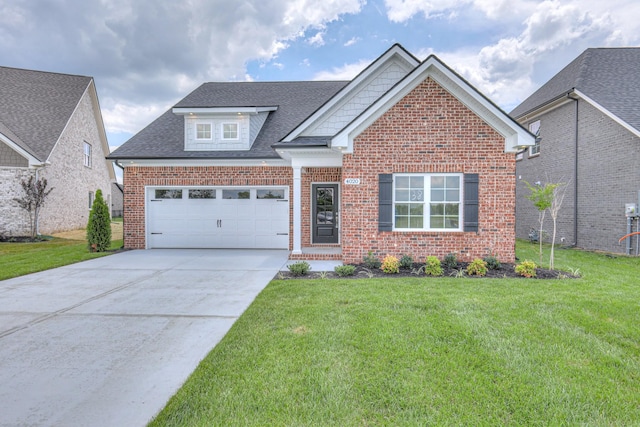 4020 Runyan Cv, Murfreesboro, TN 37127 - view of front facade featuring brick siding, concrete driveway, a front yard, and an attached garage
