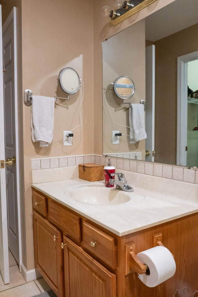bathroom featuring vanity and tile patterned floors