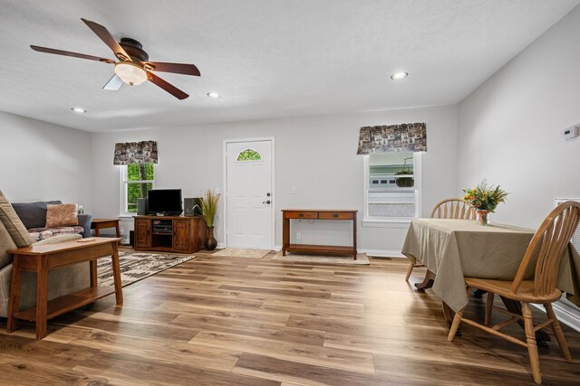 606 Fortner Rd, Mc Ewen, TN 37101 - living room with recessed lighting, ceiling fan, and wood finished floors
