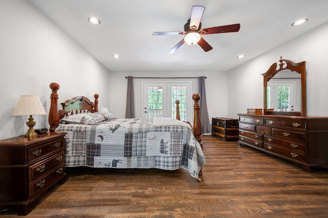 606 Fortner Rd, Mc Ewen, TN 37101 - bedroom with recessed lighting, dark wood-style floors, french doors, and access to exterior