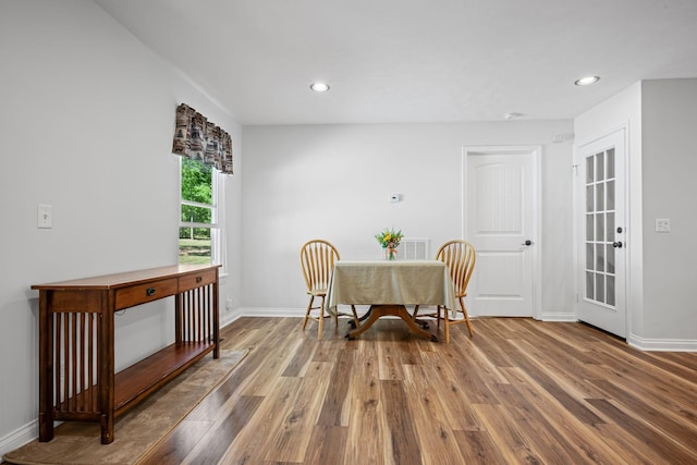 606 Fortner Rd, Mc Ewen, TN 37101 - dining room with baseboards, recessed lighting, wood finished floors, and visible vents