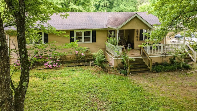 4051 New Highway 96 W, Franklin, TN 37064 - ranch-style home featuring stairs, a front yard, and a shingled roof