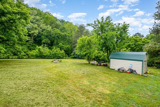 4051 New Highway 96 W, Franklin, TN 37064 - view of green lawn featuring a shed, an outbuilding, and a wooded view