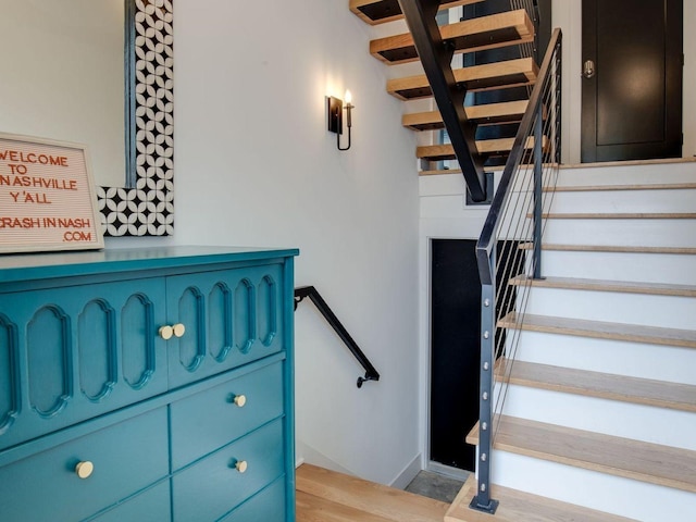 stairway with baseboards