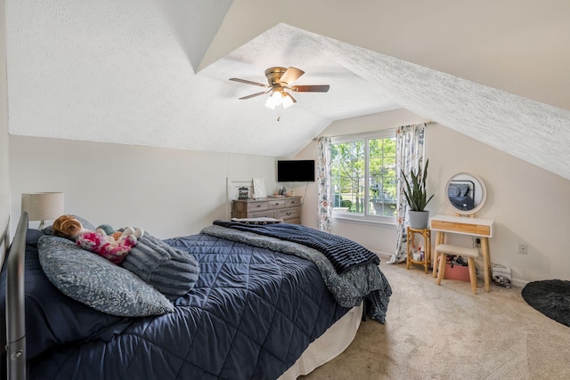 1077 Meandering Way, Franklin, TN 37067 - carpeted bedroom featuring a ceiling fan, a textured ceiling, and lofted ceiling