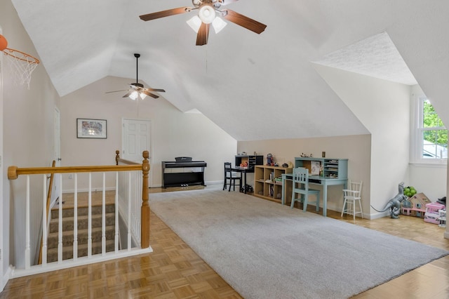 1077 Meandering Way, Franklin, TN 37067 - additional living space featuring baseboards, ceiling fan, and lofted ceiling