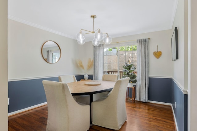 1077 Meandering Way, Franklin, TN 37067 - dining space featuring crown molding, baseboards, a notable chandelier, and wood finished floors
