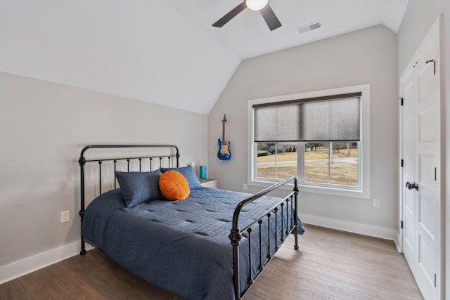 741 Saundersville Ferry Rd, Mount Juliet, TN 37122 - bedroom with visible vents, lofted ceiling, and wood finished floors
