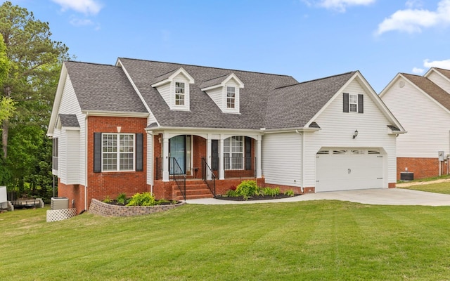 433 Stanford Dr, Flintstone, GA 30725 - cape cod-style house with concrete driveway, brick siding, a shingled roof, and a front yard