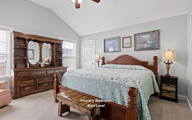 433 Stanford Dr, Flintstone, GA 30725 - bedroom with a closet, ceiling fan, light carpet, and vaulted ceiling