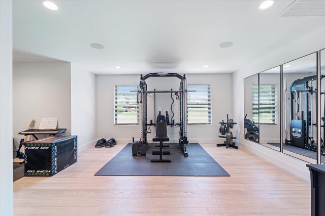 7314 Dug Hill Rd, Bon Aqua, TN 37025 - exercise area with wood finished floors, recessed lighting, and healthy amount of natural light