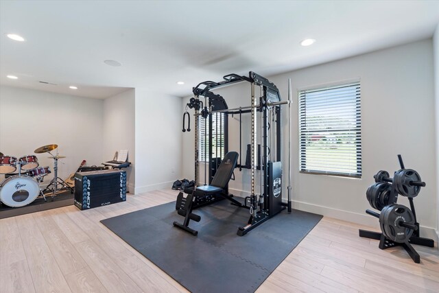 7314 Dug Hill Rd, Bon Aqua, TN 37025 - exercise room with wood finished floors and recessed lighting