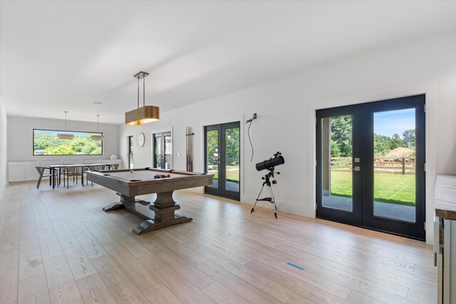 7314 Dug Hill Rd, Bon Aqua, TN 37025 - game room featuring french doors, pool table, healthy amount of natural light, and light wood-style flooring