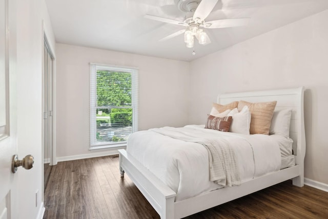 223 Kennett Rd, Old Hickory, TN 37138 - bedroom featuring dark wood-style flooring, baseboards, and ceiling fan