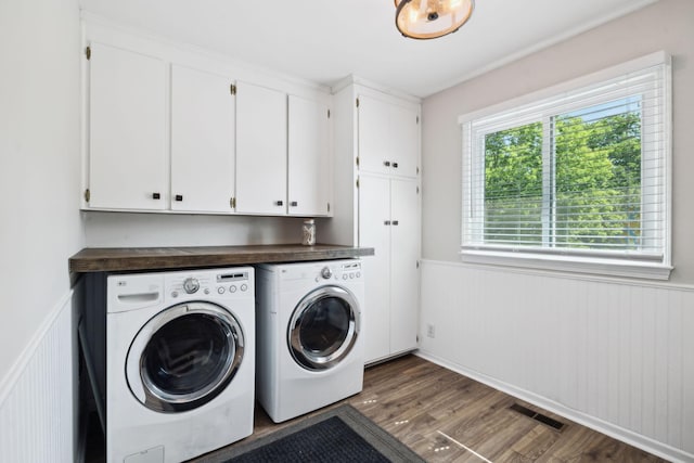 223 Kennett Rd, Old Hickory, TN 37138 - laundry room with washer and dryer, visible vents, wainscoting, and cabinet space