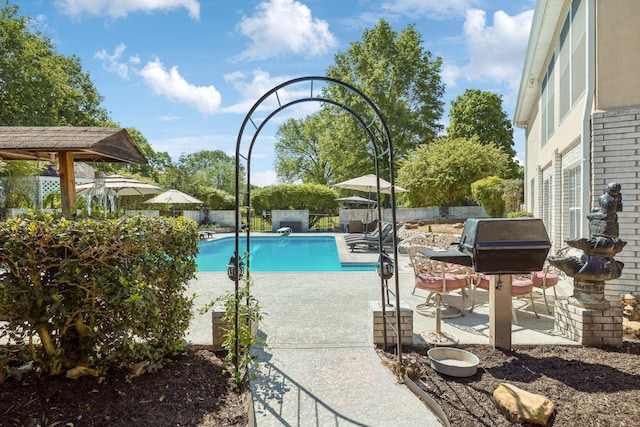 223 Kennett Rd, Old Hickory, TN 37138 - view of swimming pool with area for grilling, a patio, a fenced in pool, and a fenced backyard