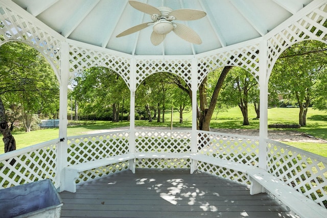 223 Kennett Rd, Old Hickory, TN 37138 - wooden deck featuring a lawn and a ceiling fan