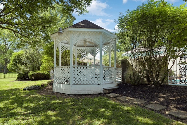 223 Kennett Rd, Old Hickory, TN 37138 - exterior space featuring a gazebo, fence, and a ceiling fan