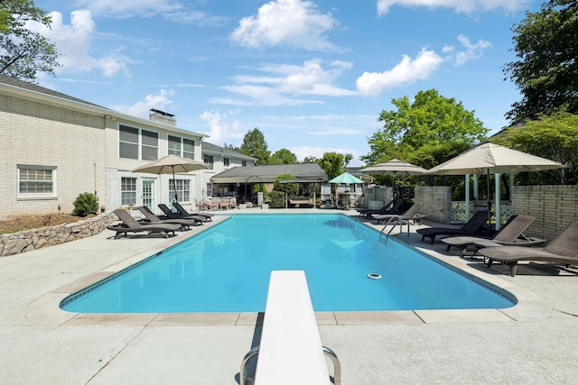 223 Kennett Rd, Old Hickory, TN 37138 - view of pool with a patio, a fenced in pool, and a diving board
