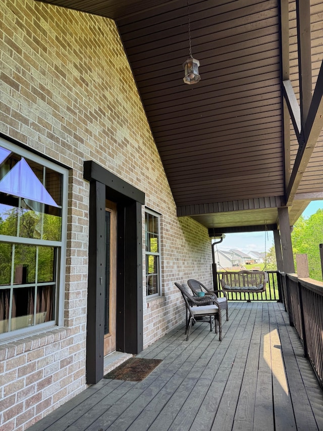 deck featuring a porch