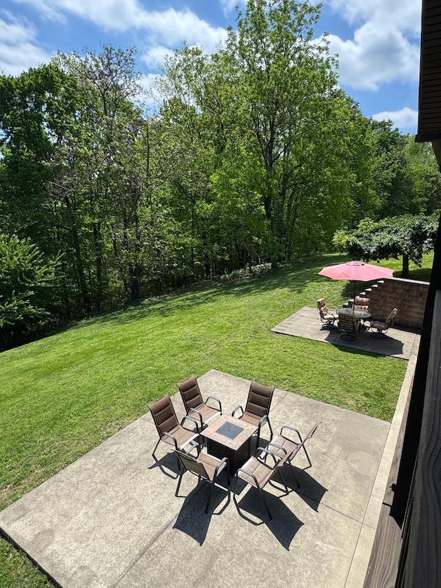 view of patio / terrace with an outdoor fire pit