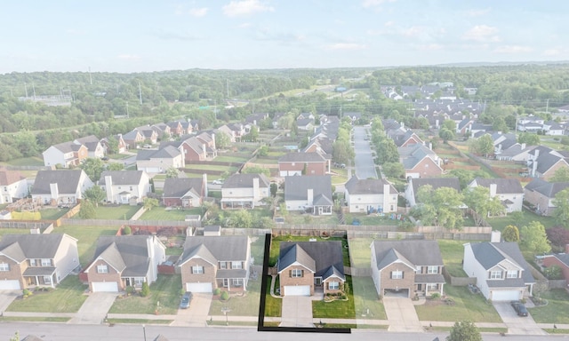 aerial view with a residential view