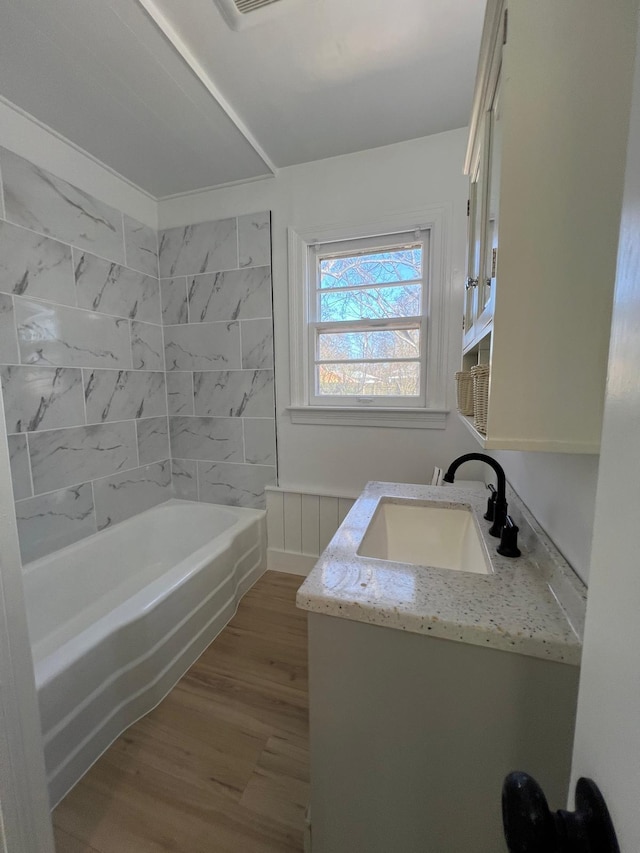 419 Hawkins Ave, Murfreesboro, TN 37130 - full bathroom with vanity, bathing tub / shower combination, and wood finished floors
