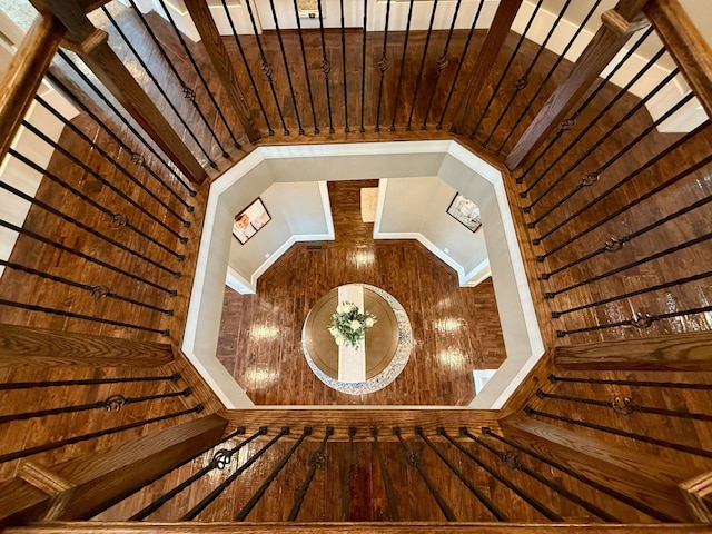stairs with lofted ceiling