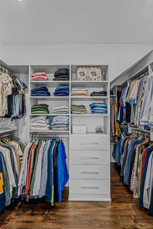 spacious closet with wood finished floors