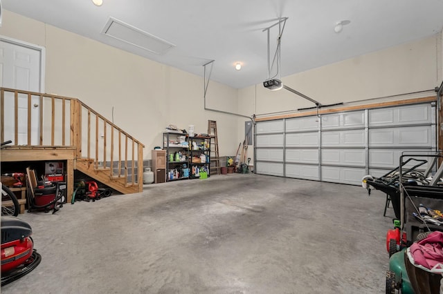 garage with a garage door opener