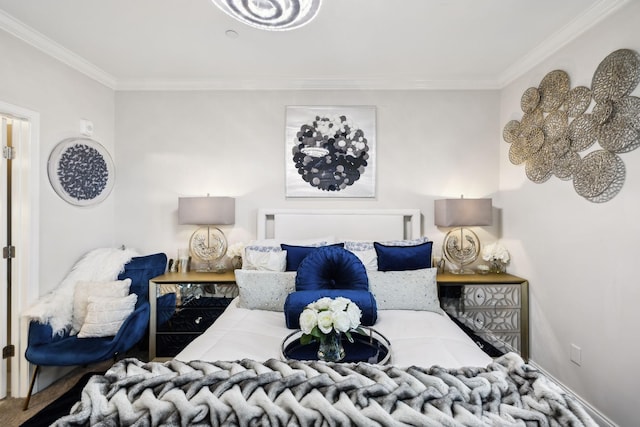 bedroom featuring crown molding