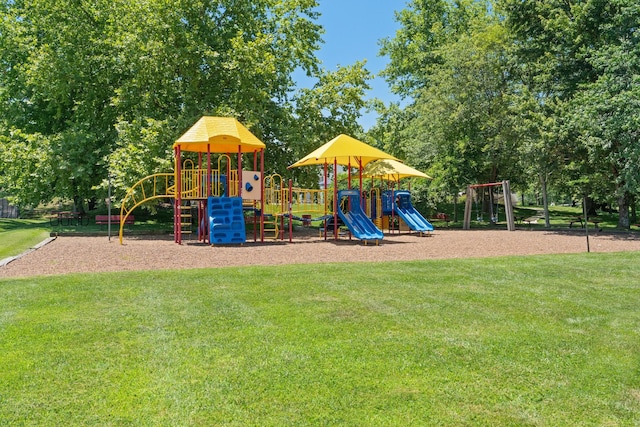 community playground with a lawn