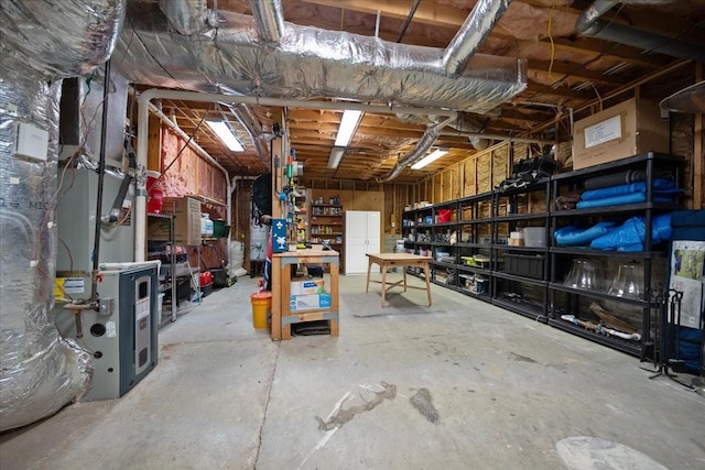 basement featuring a workshop area
