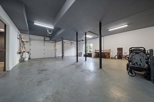 garage with a garage door opener