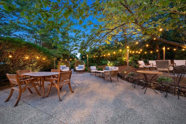 view of patio featuring outdoor dining area and an outdoor living space