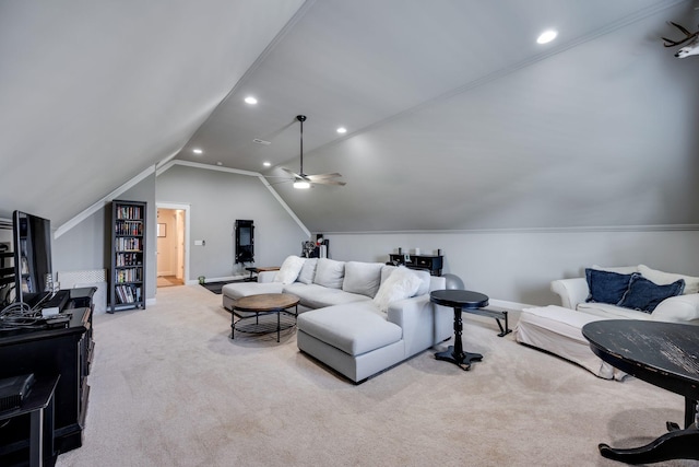2965 Stewart Campbell Pt, Spring Hill, TN 37174 - carpeted living area featuring recessed lighting, baseboards, and vaulted ceiling